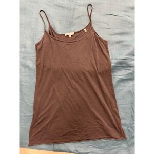 Vince Womens Cotton Camisole Spaghetti Strap Scoop Neck Brown Tank Top Large